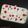 Party White Clutch with flower Design